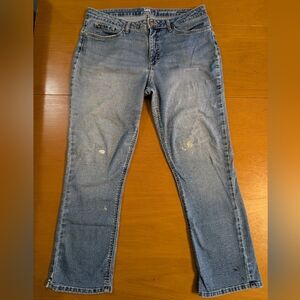 Lee Riders Midrise Straight Jeans Size 34x27 Grunge Paint Work Jeans